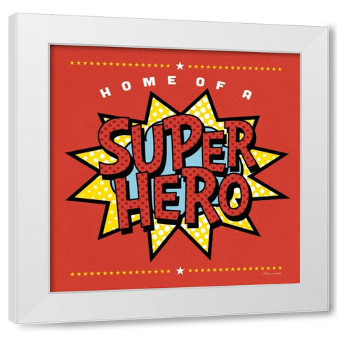 Superhero Girl White Modern Wood Framed Art Print by Marrott, Stephanie