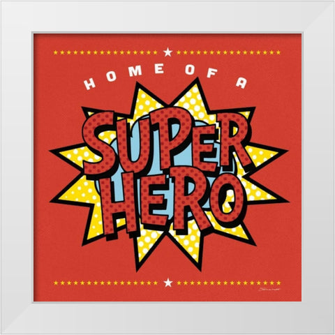 Superhero Girl White Modern Wood Framed Art Print by Marrott, Stephanie
