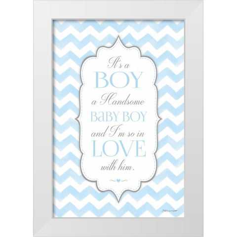 Baby Boy White Modern Wood Framed Art Print by Marrott, Stephanie