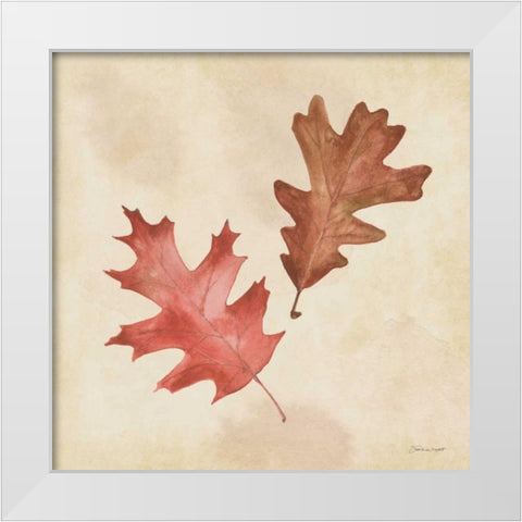 Leaves In Fall White Modern Wood Framed Art Print by Marrott, Stephanie