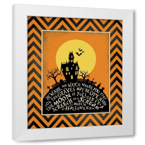 Beware White Modern Wood Framed Art Print by Marrott, Stephanie