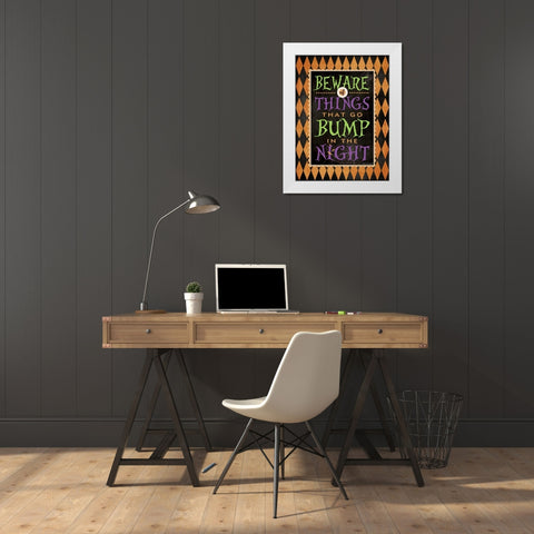 Beware White Modern Wood Framed Art Print by Marrott, Stephanie