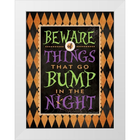 Beware White Modern Wood Framed Art Print by Marrott, Stephanie