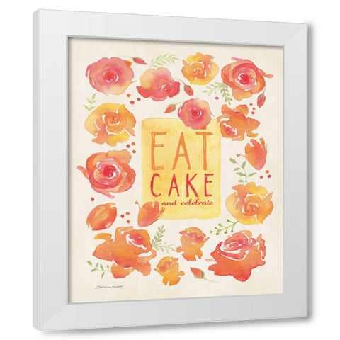 Eat Cake White Modern Wood Framed Art Print by Marrott, Stephanie