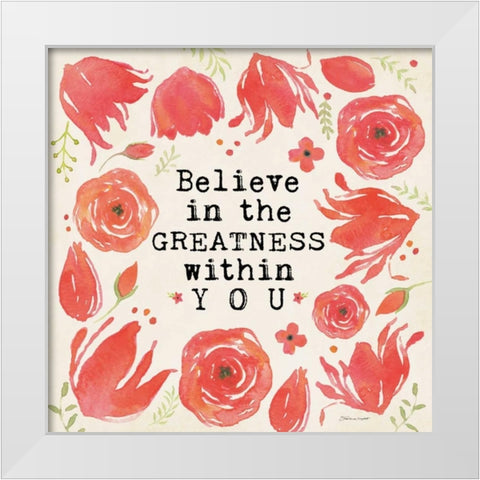 Greatness White Modern Wood Framed Art Print by Marrott, Stephanie