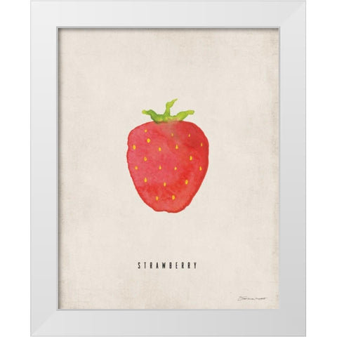 Strawberry White Modern Wood Framed Art Print by Marrott, Stephanie