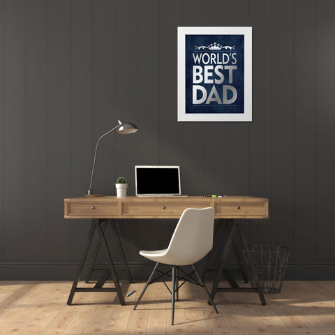 Best Dad Silver White Modern Wood Framed Art Print by Marrott, Stephanie