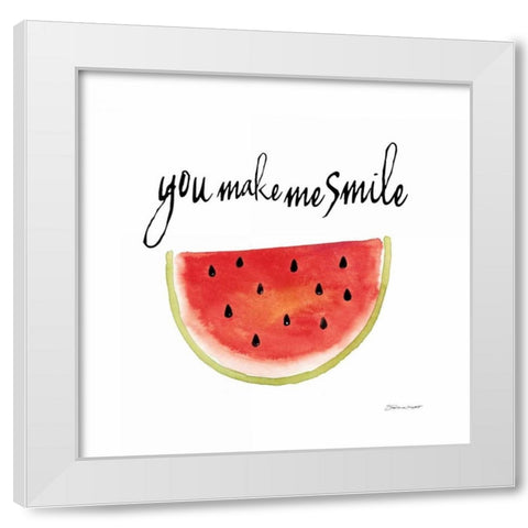 Smile White Modern Wood Framed Art Print by Marrott, Stephanie