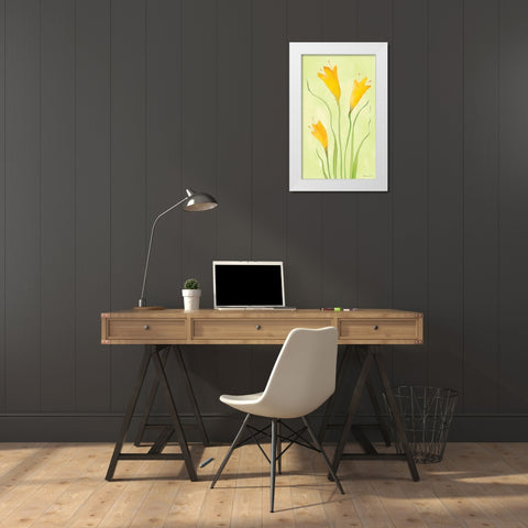 Buttercups White Modern Wood Framed Art Print by Marrott, Stephanie