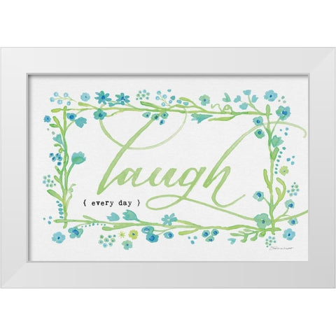 Laugh White Modern Wood Framed Art Print by Marrott, Stephanie