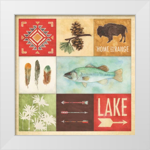 Lodge Collage I White Modern Wood Framed Art Print by Marrott, Stephanie