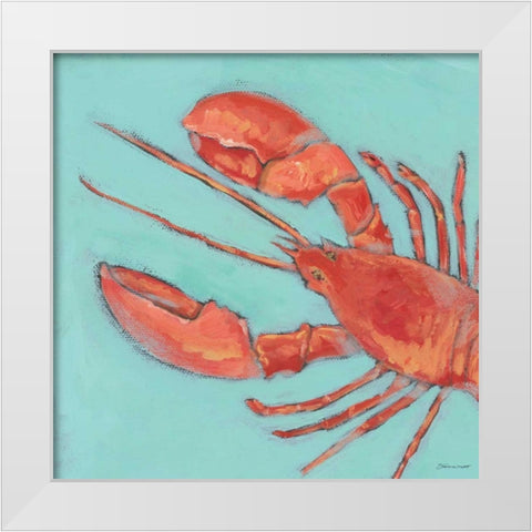Lobster White Modern Wood Framed Art Print by Marrott, Stephanie