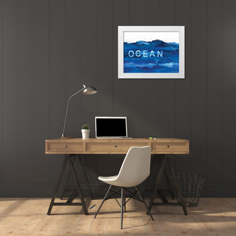 Ocean Blue White Modern Wood Framed Art Print by Marrott, Stephanie