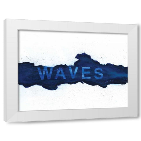 Blue Waves White Modern Wood Framed Art Print by Marrott, Stephanie