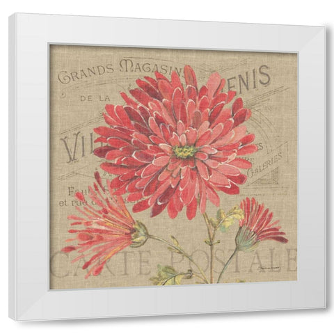 Mums Burlap White Modern Wood Framed Art Print by Marrott, Stephanie