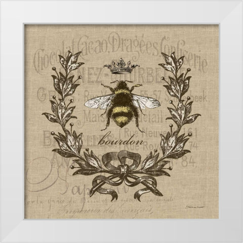 Laurel on Burlap White Modern Wood Framed Art Print by Marrott, Stephanie