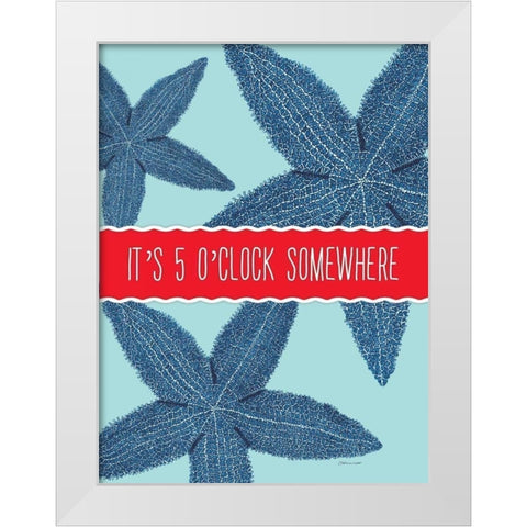 Starfish OClock White Modern Wood Framed Art Print by Marrott, Stephanie