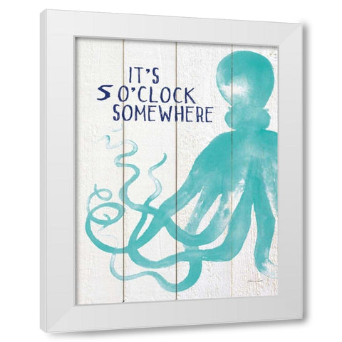 Octo OClock White Modern Wood Framed Art Print by Marrott, Stephanie