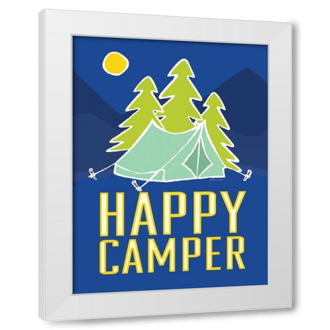 Happy Camper I White Modern Wood Framed Art Print by Marrott, Stephanie