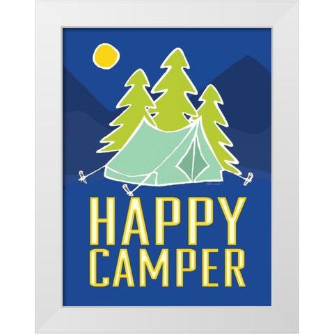 Happy Camper I White Modern Wood Framed Art Print by Marrott, Stephanie