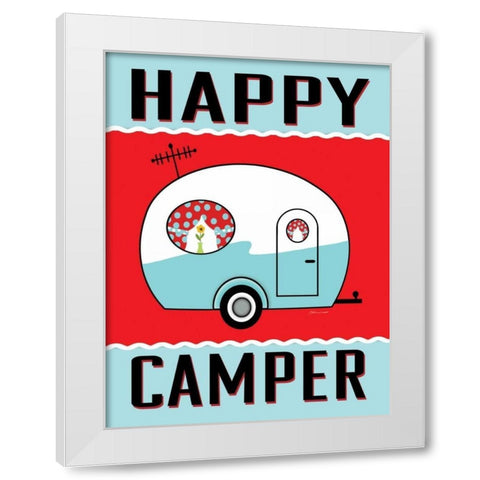 Happy Camper II White Modern Wood Framed Art Print by Marrott, Stephanie