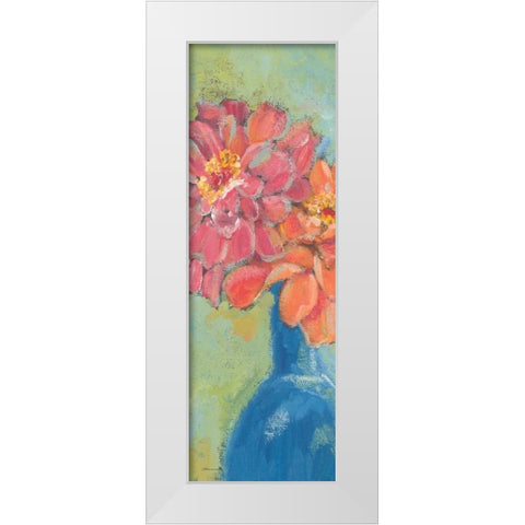 Gerbers in A Blue Vase White Modern Wood Framed Art Print by Marrott, Stephanie