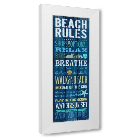 Beach Rules White Modern Wood Framed Art Print by Marrott, Stephanie
