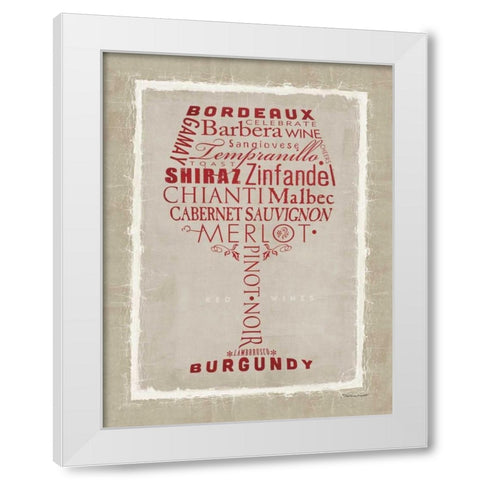 Red Whine White Modern Wood Framed Art Print by Marrott, Stephanie