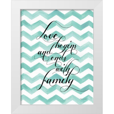 Love Begins White Modern Wood Framed Art Print by Marrott, Stephanie