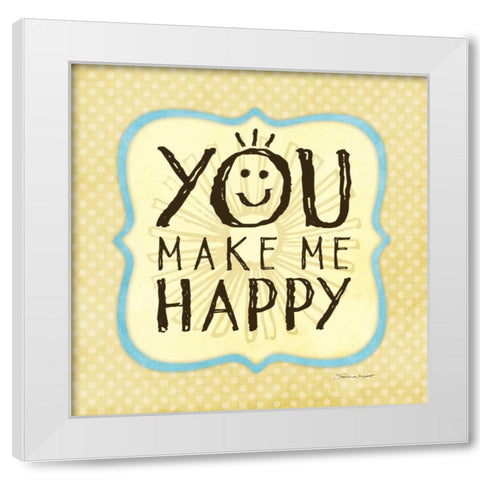 Happy White Modern Wood Framed Art Print by Marrott, Stephanie
