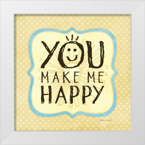 Happy White Modern Wood Framed Art Print by Marrott, Stephanie