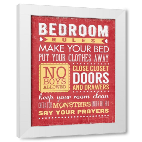 Bedroom Rules II White Modern Wood Framed Art Print by Marrott, Stephanie