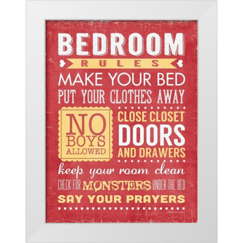 Bedroom Rules II White Modern Wood Framed Art Print by Marrott, Stephanie
