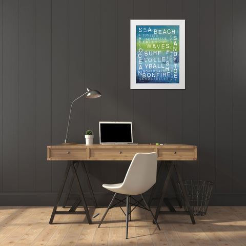 Beach Words White Modern Wood Framed Art Print by Marrott, Stephanie