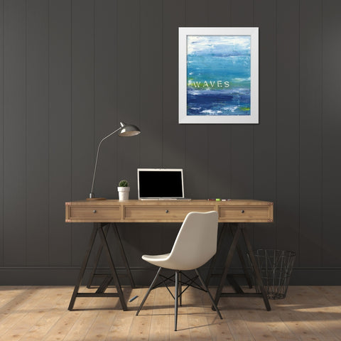 Waves White Modern Wood Framed Art Print by Marrott, Stephanie