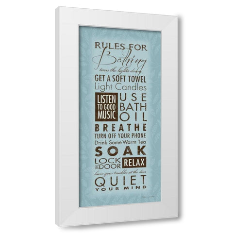 Rules For Bathing I White Modern Wood Framed Art Print by Marrott, Stephanie
