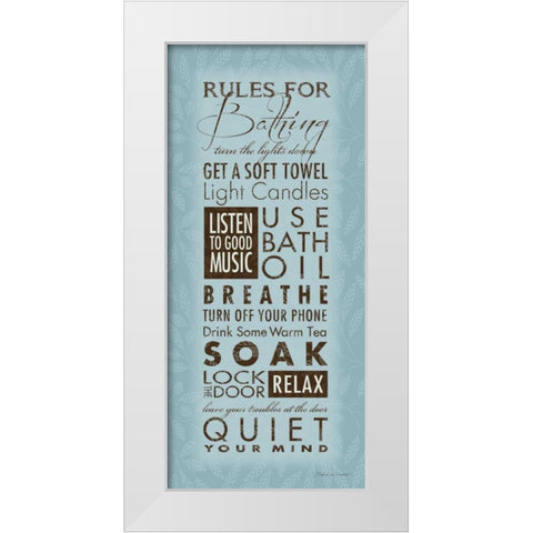 Rules For Bathing I White Modern Wood Framed Art Print by Marrott, Stephanie