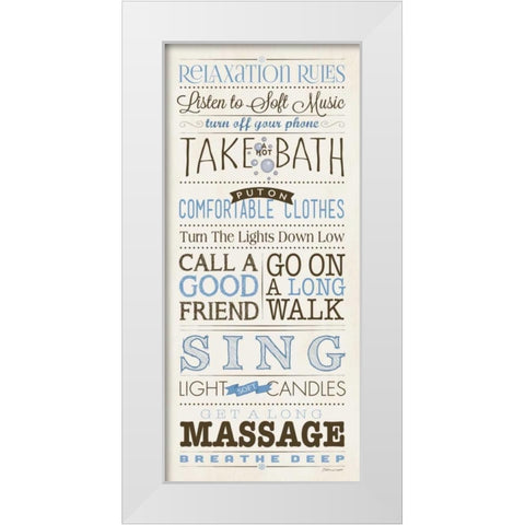 Relax Rules I White Modern Wood Framed Art Print by Marrott, Stephanie