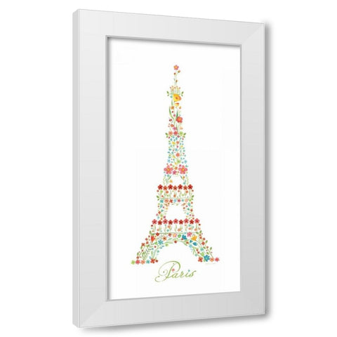 Eiffel Tower in Flowers I White Modern Wood Framed Art Print by Marrott, Stephanie