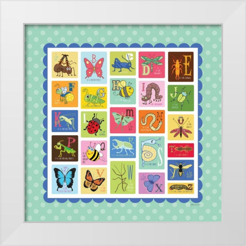 Bug Alphabet White Modern Wood Framed Art Print by Marrott, Stephanie