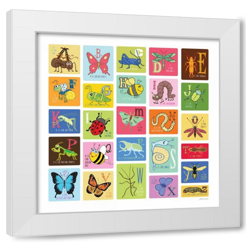 Bug Alphabet III White Modern Wood Framed Art Print by Marrott, Stephanie