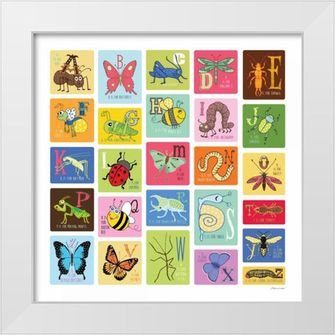 Bug Alphabet III White Modern Wood Framed Art Print by Marrott, Stephanie