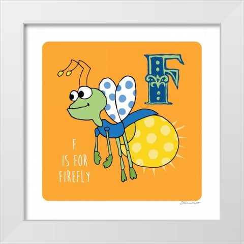 F is For Firefly White Modern Wood Framed Art Print by Marrott, Stephanie