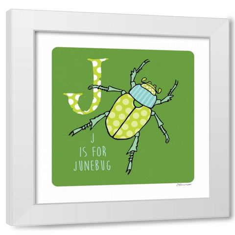 J is For June Bug White Modern Wood Framed Art Print by Marrott, Stephanie