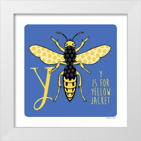 Y is For Yellow Jacket White Modern Wood Framed Art Print by Marrott, Stephanie