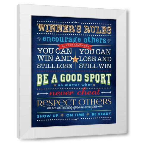 Winning Rules White Modern Wood Framed Art Print by Marrott, Stephanie