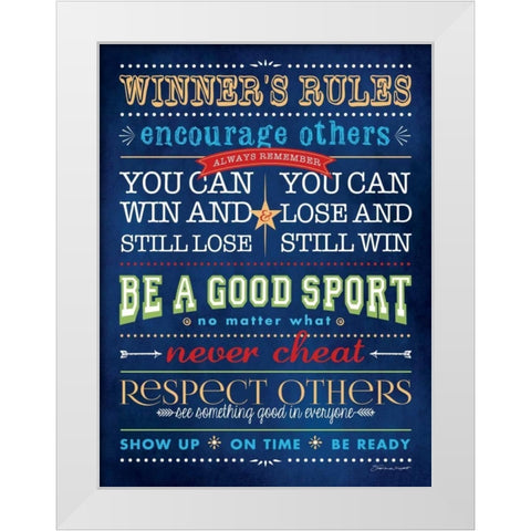 Winning Rules White Modern Wood Framed Art Print by Marrott, Stephanie