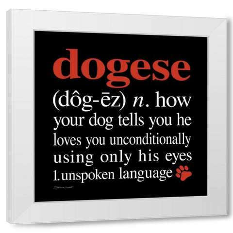 Dogese White Modern Wood Framed Art Print by Marrott, Stephanie