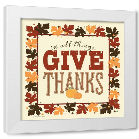 Give Thanks White Modern Wood Framed Art Print by Marrott, Stephanie
