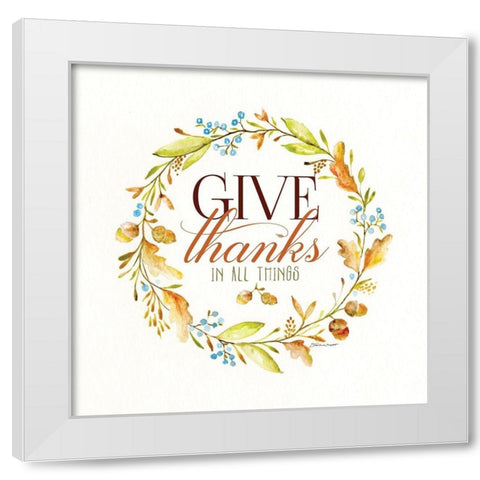Give Thanks White Modern Wood Framed Art Print by Marrott, Stephanie